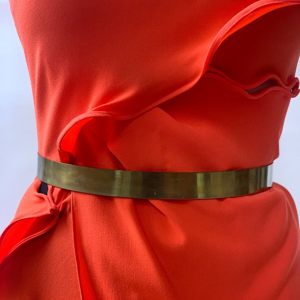 Gold metal belt with tie fringe